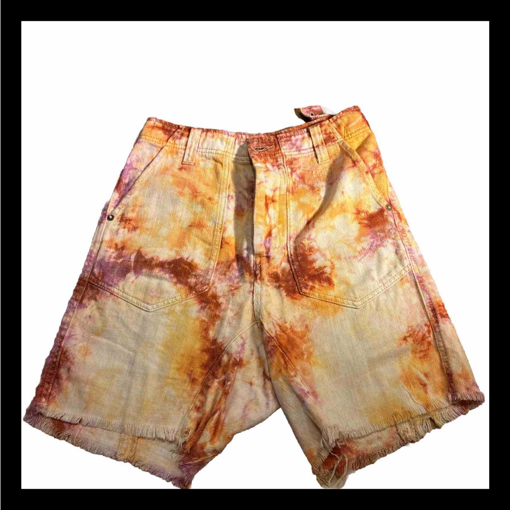 We The Free Size 0 Harem Orange Tie Dye Button Up Shorts . Pre Loved